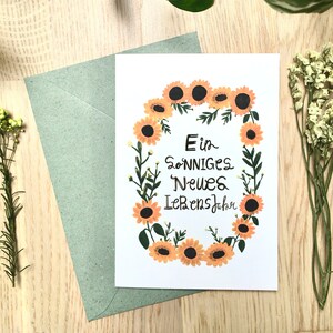 Alles Gute zum Geburtstagskarte, Geburtstagskarte, Geburtstagswünsche, alles Gute zum Geburtstag, Sonnenblumen Illustration, einen schönen Geburtstag