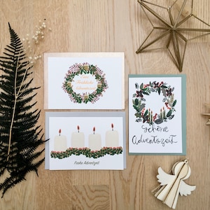 Adventkaartenset, adventsthemakaarten, set van 3 adventstijdkaarten, adventskaarten in het Duits