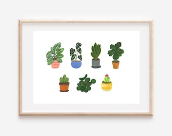 Houseplants Art Print A5/A4, Urban Jungle Print, Houseplants Print, Botanical Print, Plant Art, Plant Art Print,Houseplant Lovers, Wall Art