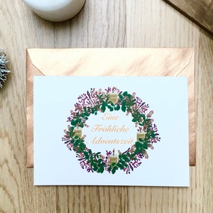 Kerst adventskaart in het Duits, wenskaarten, adventstijd, adventskrans, kerstkaart, vrolijke kerstkaarten