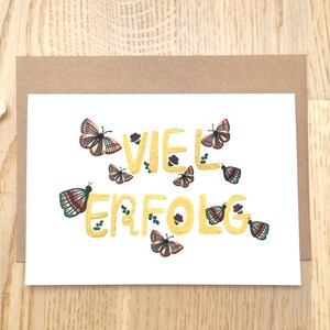 Ti auguro successo, augurio di buona fortuna, carta dei migliori auguri, illustrazione delle farfalle, carta fatta a mano