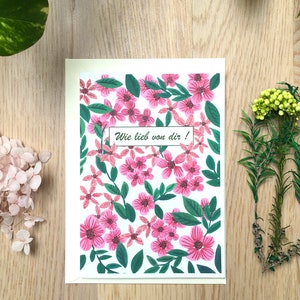 Tarjeta de agradecimiento, tarjeta "Qué amable de tu parte", tarjeta floral, ilustración de orquídeas