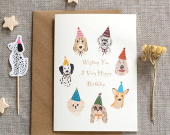 Dog Birthday Card, Cute Dogs Illustration, Birthday Wishes Card, Birthday Card for Dog Lovers, Card for Dog Owner, Funny Card