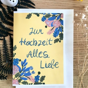 Glückliche Hochzeitskarte, Glückwünsche zu Ihrer Hochzeit, Beste Wünsche für Ihre Hochzeit, Blumenhochzeit, Geschenkkarte Hochzeit