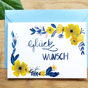 Carte de félicitations, carte de voeux meilleurs voeux, toute la meilleure carte allemande, carte à motif floral