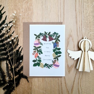 Frohe Weihnachtskarte, Weihnachtskarte, frohe Feiertagsgrüße, Weihnachtswünsche, Weihnachtskranz Illustration