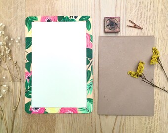 Floral Letter Writing Set: A5 Creme Paper, Craft Envelopes