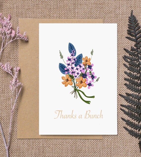 花のサンキューカード：手作りの花束のイラスト - Etsy 日本