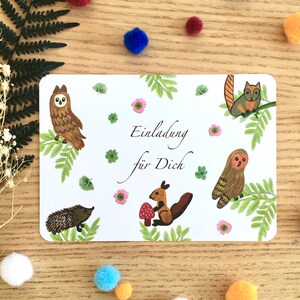 Gepersonaliseerde kinderen verjaardag uitnodigingskaart, Woodland Animal verjaardagsuitnodiging, verjaardagsfeestje uitnodiging om in te vullen, jongens of meisjes