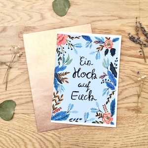 Glückliche Hochzeitskarte, Glückwünsche zu Ihrer Hochzeit, Beste Wünsche für Ihre Hochzeit, Blumenhochzeit, Geschenkkarte Hochzeit