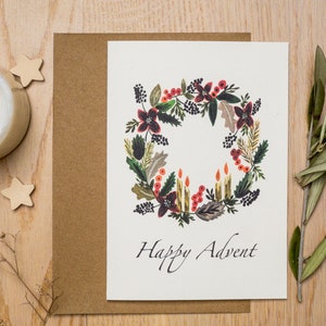 Kerst Adventskaart, Wenskaarten, Adventstijd, Adventskrans, Kerstmis Countdown, Fijne Kerstkaarten