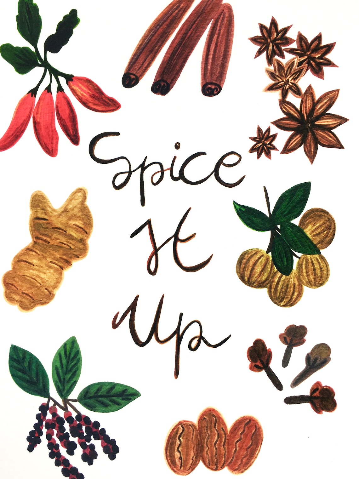 Spices Art Print A5 Spice It Up Kitchen Wall Etsy