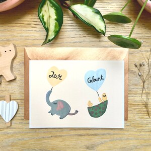 Neugeborene Karte, Glückwünsche Baby Geburt, niedliche schlafende Tier Illustration, neue Baby Karte