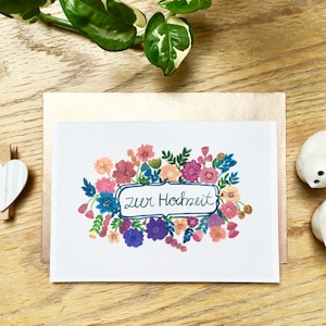 Alles Gute zum Hochzeitstag Karte, Beste Wünsche auf Ihrer Hochzeitskarte, Hochzeit Blumenkarte