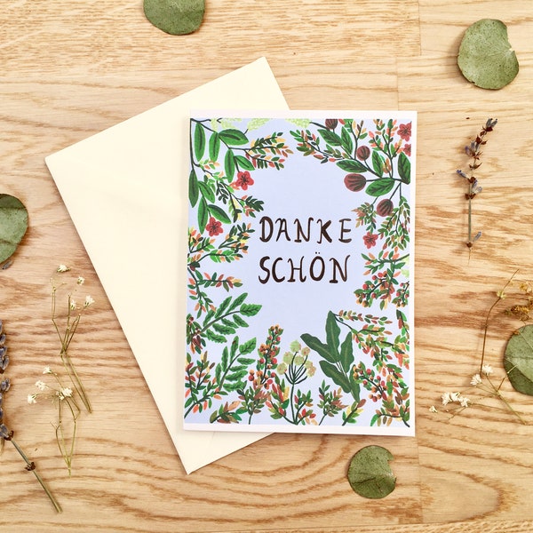 Thank You Card, Thank You So Much Card, Floral Illustration Card