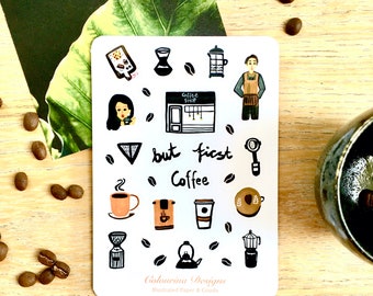 Coffee Sticker Sheet, Coffee Lovers Planner Stickers, Coffee Break, But First Coffee, Bullet Journaling, Scrapbooking, Happy Planner
