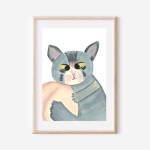 Illustrazione del gatto, poster del gatto A4/A5, stampa artistica del gatto carino, Potrait del gattino