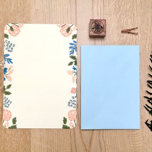 Brief Schreibset, Briefpapier Set, Blumen Briefblock
