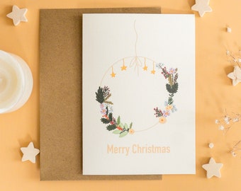 Merry Christmas Wreath, Advent Wreath, Christmas Card, Holiday Card