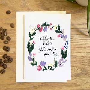Mis mejores deseos en tu cumpleaños, tarjeta de cumpleaños, tarjeta de feliz cumpleaños, tarjeta de corona floral