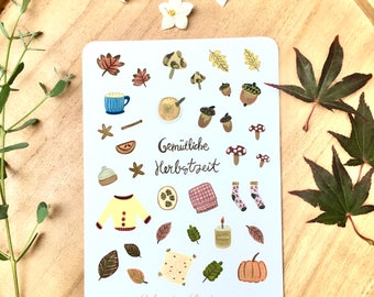 Fall/Autumn Sticker Sheet, Cozy Autumnal Stickers, Bullet Journalling, Planner Stickers