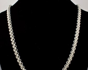 Collar de malla de plata esterlina Jens Pind, hecho a mano por un artesano.