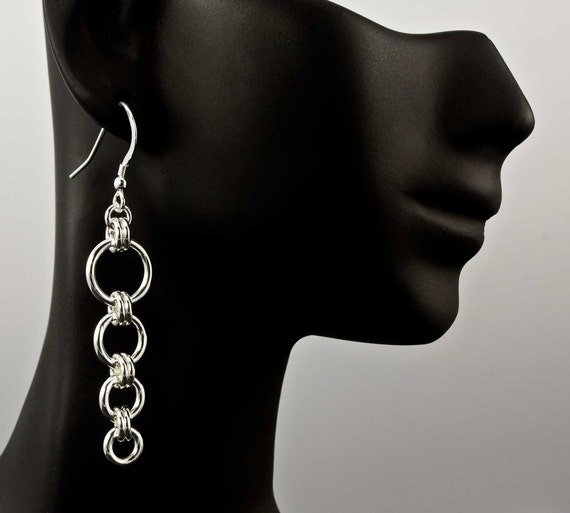 Orbits Chain Maille Earrings .925 Sterling Silver Dangle Designer Made Chainmail Orbits Chain Maille Earrings .925 Sterling Silver Dangle Designer Made Chainmail
