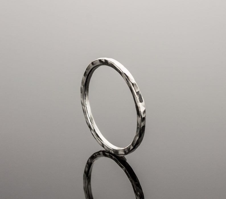 Sterling Silver Stacking Ring, Single Stackable Ring, Hammered Stacking Ring, Stacking Ring, Hammered Silver Stacking Ring, Hammered Ring image 2