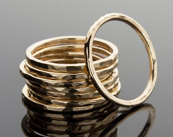 14K Gold Filled Stacking Ring, Stackable Rings, Hammered Stacking Ring, Stacking Rings, Hammered 14K Gold Fill, Stacking Ring, Hammered Ring