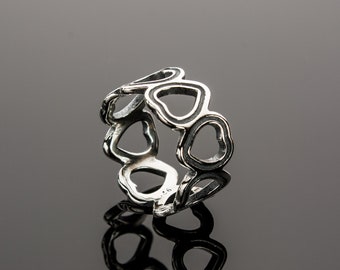 3D Printed Antiqued Sterling Silver Heart Ring - iDu Jewelry Original