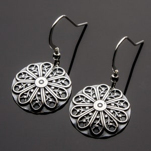 Filigree Sterling Silver Earrings, Handmade Filigree Earrings, Sterling Silver Earrings, Filigree Dangle Earrings, Handmade Earring Design