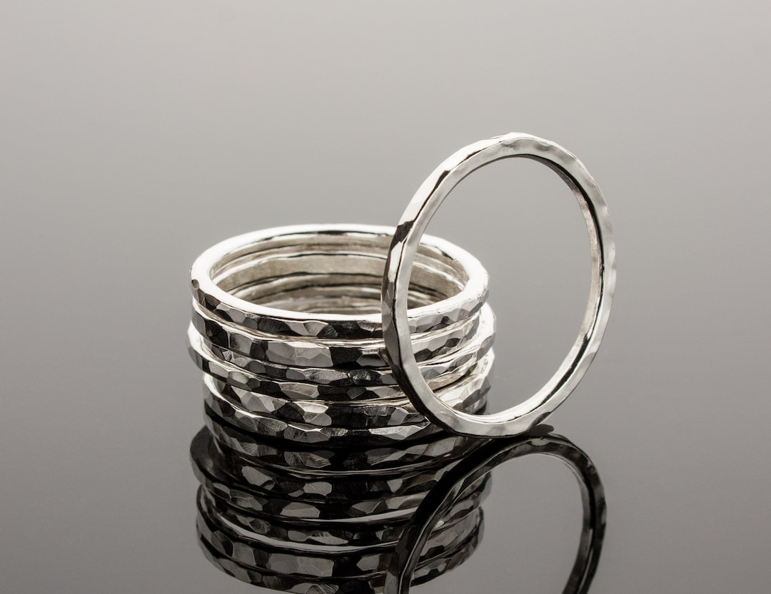 Stackable Rings From Stern Sterling Silver Stacking Ring, Single Stackable Ring, Hammered Stacking ...