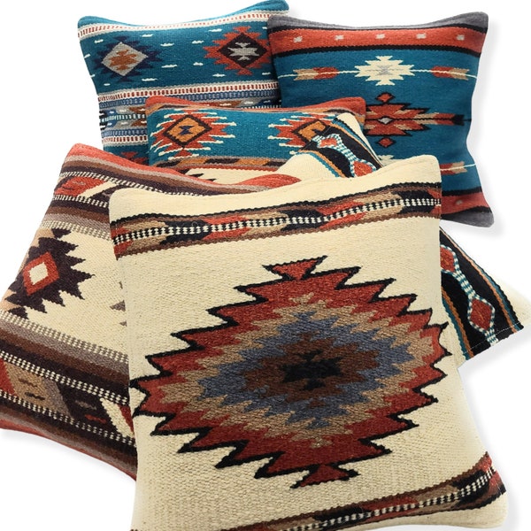 Southwestern Wool Pillow Covers- The Pueblo 20 Assorted Colors- 18 X 18 Throw Pillow