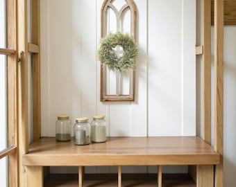 Ventana de pared de madera con arco de Ivory Point Farmhouse, individual, 3 tamaños, estilo catedral