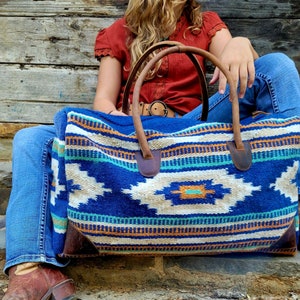 Bundle Deal-Dakota Wool Southwestern Boho Aztec Large Weekender Duffel Bag + Dakota Large Handwoven Wool Boho Tote