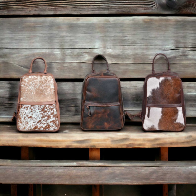 Highlands Mini Leather Backpack Cowhide Backpack - Ranch Junkie Mercantile LLC