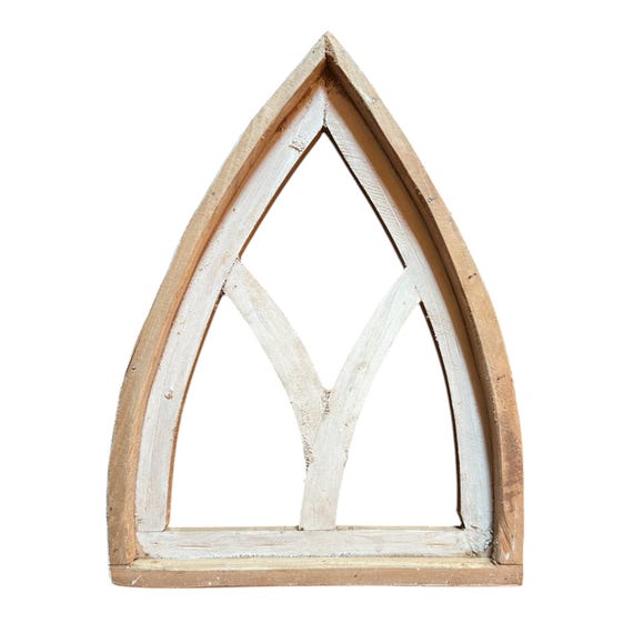 Mini Cathedral Wood Window – Farmhouse Rustic Wall Decor