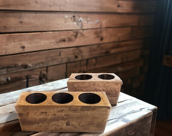 Rustic Wood Sugar Mold Candle Holder, Farmhouse Decor