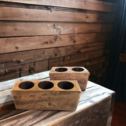 Rustic Wood Sugar Mold Candle Holder, Farmhouse Decor