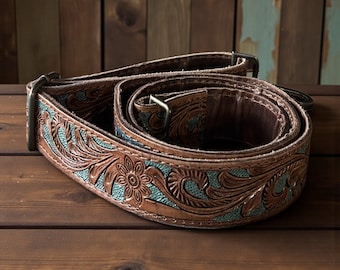 Dottie Adjustable Tooled Leather Western Bag Strap (34" to 60")