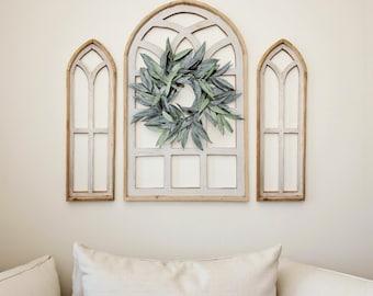 Set of 3 Farmhouse Wooden Paradise Window Collection- The Paradise Collection- Window Arches Farmhouse Wood Cathedrals