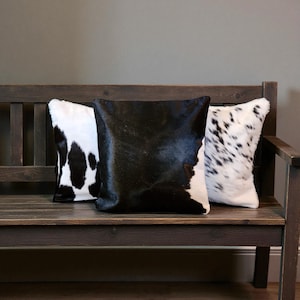 18x18 Genuine Cowhide Pillow Covers Black/White Double Sided Highlands Cowhide