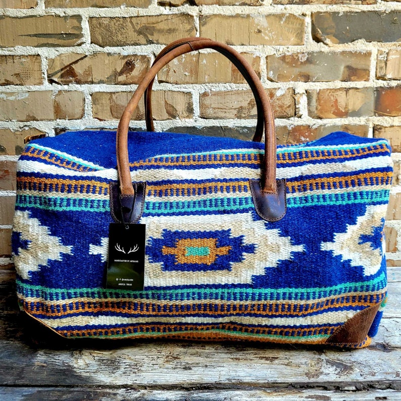 Bundle Deal-Dakota Wool Southwestern Boho Aztec Large Weekender Duffel Bag + Dakota Large Handwoven Wool Boho Tote