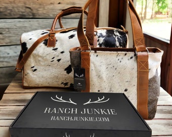 Bundle Deal Black Highlands Large Genuine Cowhide Weekender Duffel