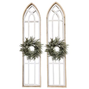 Set of 2 White Rustic Cathedral Windows – Farmhouse Wall Décor- White ...