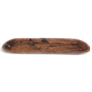 38&quot;-40&quot; Long Extra Large Wood Dough Bowl-Industrial Extra Long Wood Decorative Bowl- The Industrial Big Bend Large Dough Bowl
