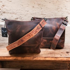 Rancho Detachable Belt Strap Bucket Purse Leather Handbag - Genuine Leather Purse
