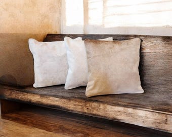 Highlands Genuine Cowhide Pillow Cover 18x18: Toasted Marshmallow Palomino