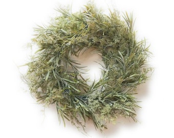 14&quot; Frosted Green Grassy Mix Wreath Faux