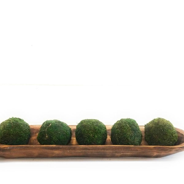 18"-21.5" Baguette Dough Bowl Three Colors, The New Dawn Decorative Wood Bowl, Table Center Piece, Wood Bowl + Moss Balls